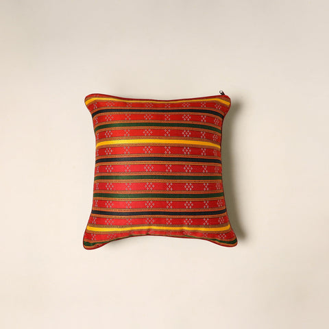 Red - pure handloom mashru silk cotton cushion cover 13