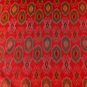 Red - pure handloom raw silk pochampally ikat fabric 01