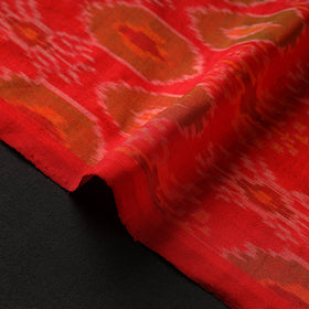 Red - pure handloom raw silk pochampally ikat fabric 01