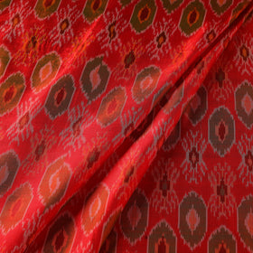 Red - pure handloom raw silk pochampally ikat fabric 01