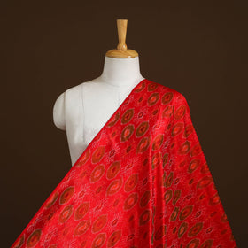 Red - pure handloom raw silk pochampally ikat fabric 01
