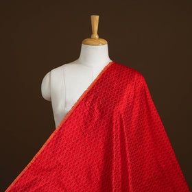 Red - pure handloom raw silk pochampally ikat fabric 11