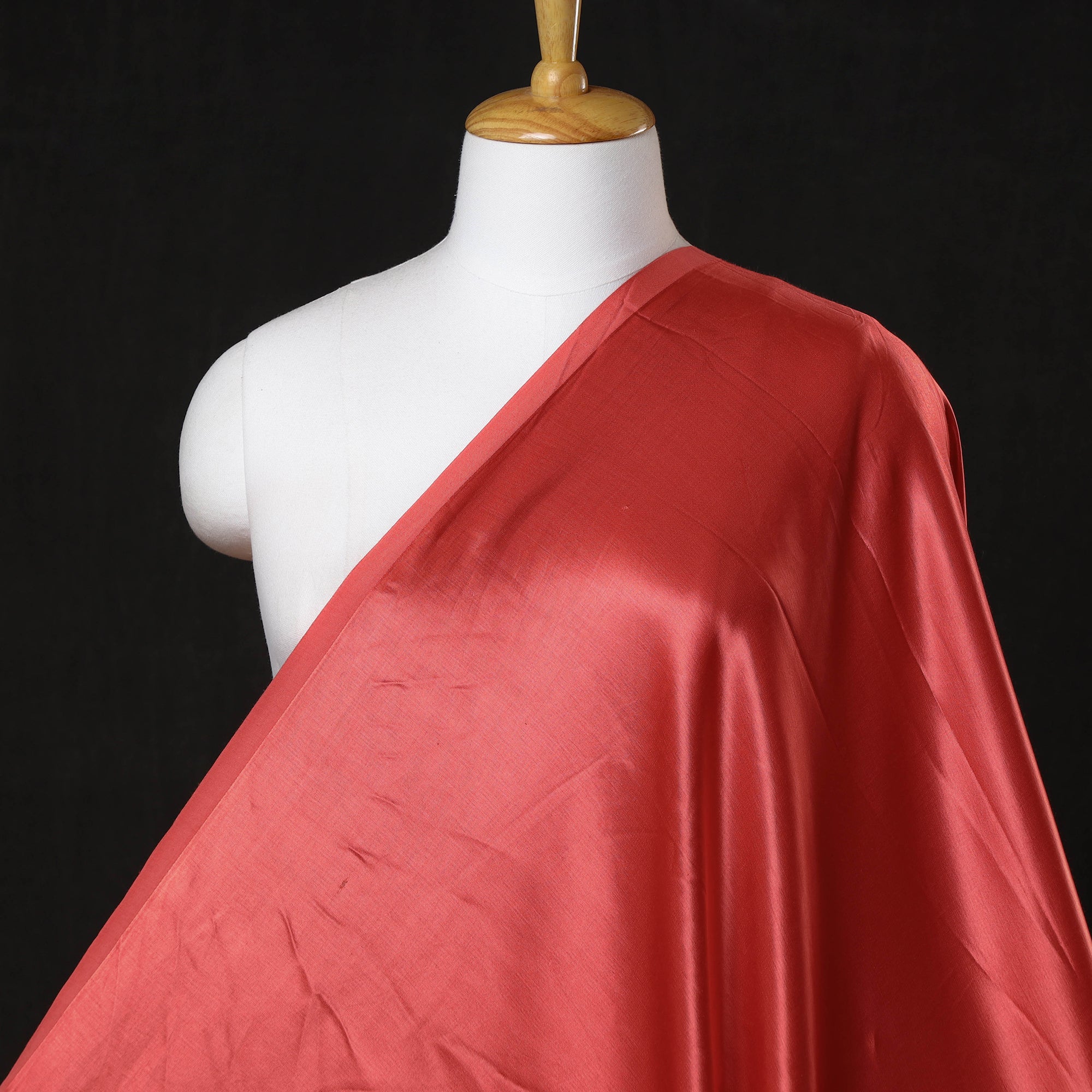 Red - Pure Mashru Silk Plain Fabric (Width - 46 in)