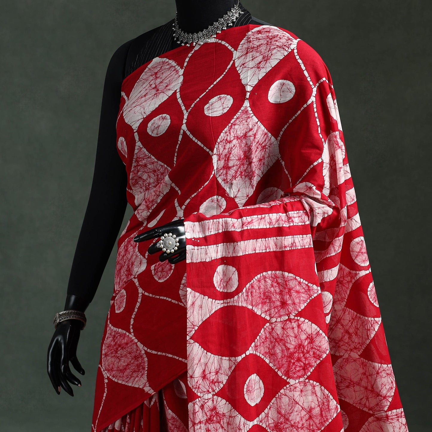 Pure mul cotton hand block batik print saree 04