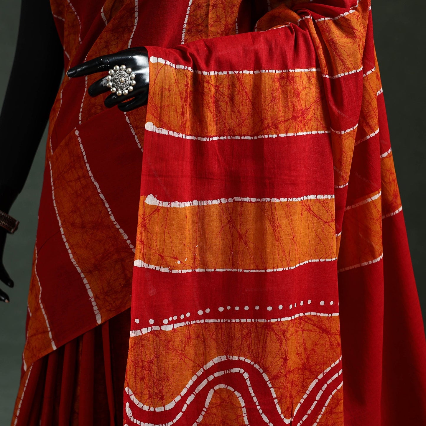 Pure mul cotton hand block batik print saree 09