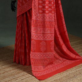 Pure mul cotton hand block batik print saree 28