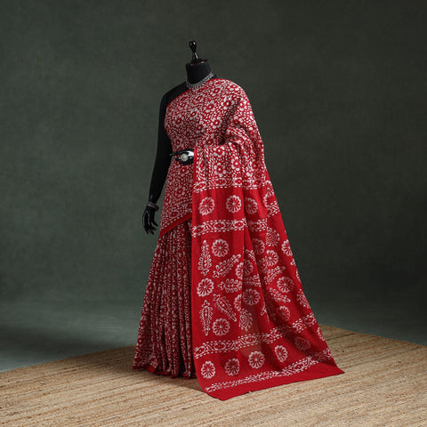 Pure mul cotton hand block batik print saree 77