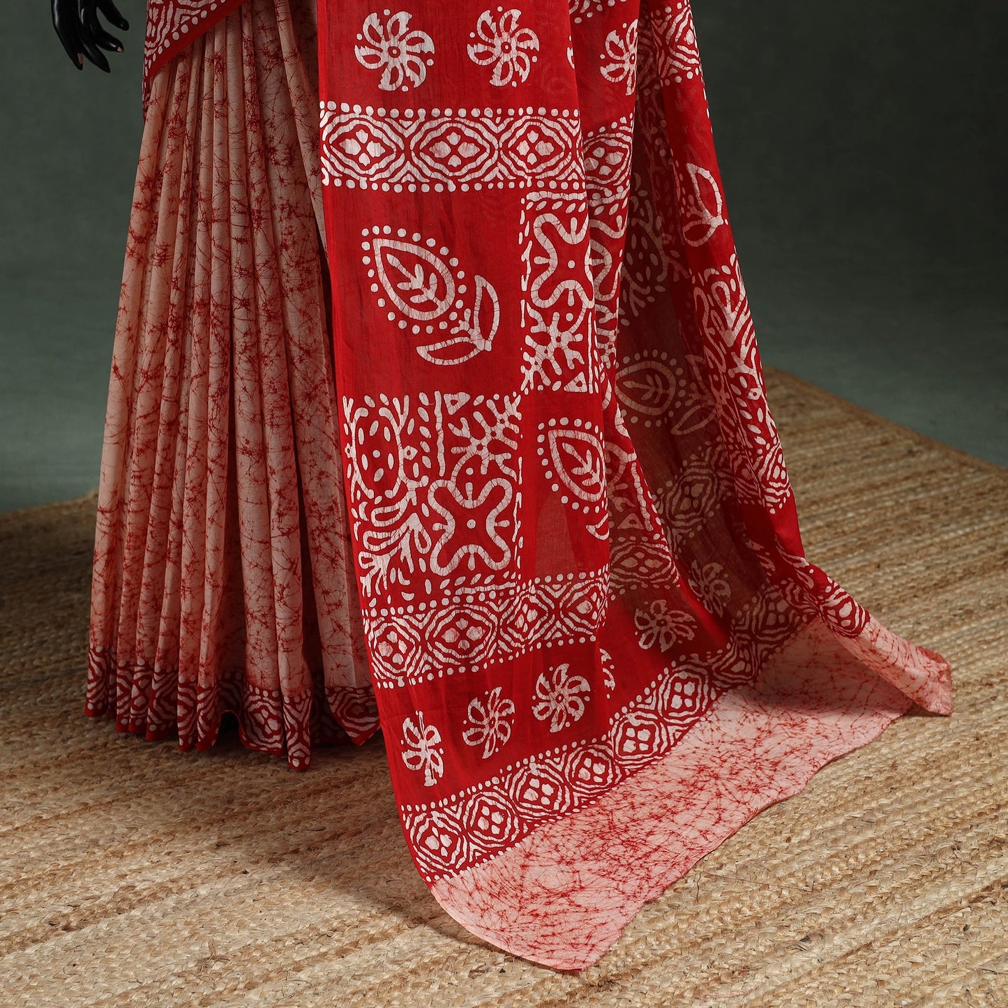 Pure mul cotton hand block batik print saree 84