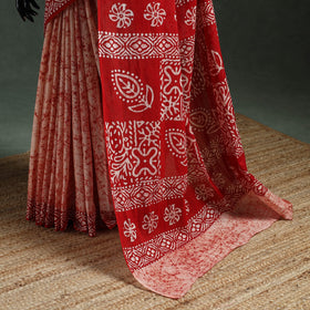 Pure mul cotton hand block batik print saree 84