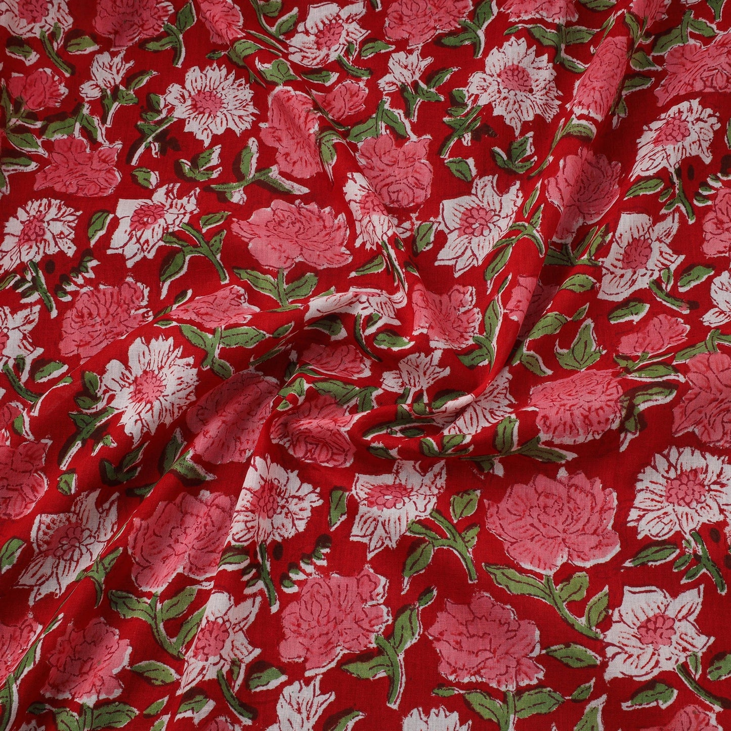 Pure mul cotton hand sanganeri fabric 12 - handcrafted