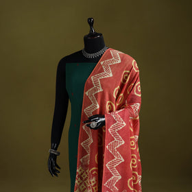 Red - pure mul cotton hand dabu bagru dupatta 01