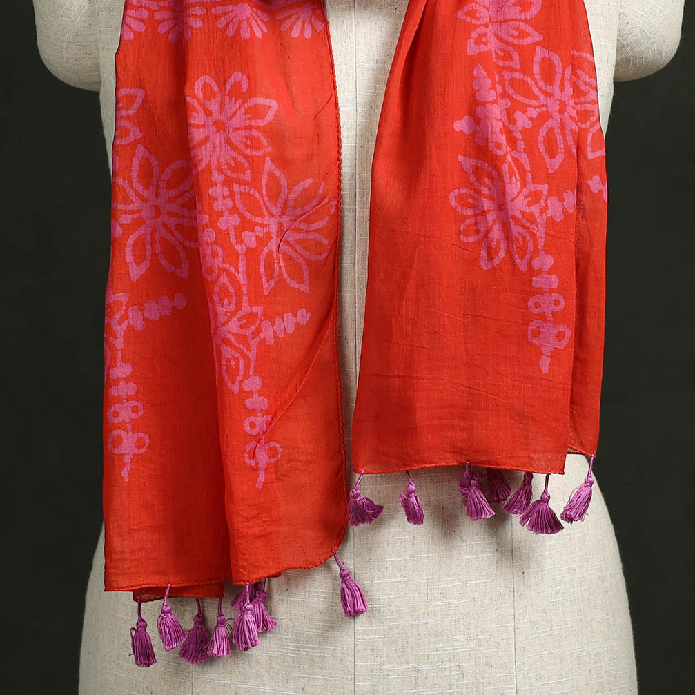 Pure mul cotton kutch hand block batik print stole