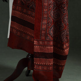 Red - pure mul cotton kutch hand block print natural dyed