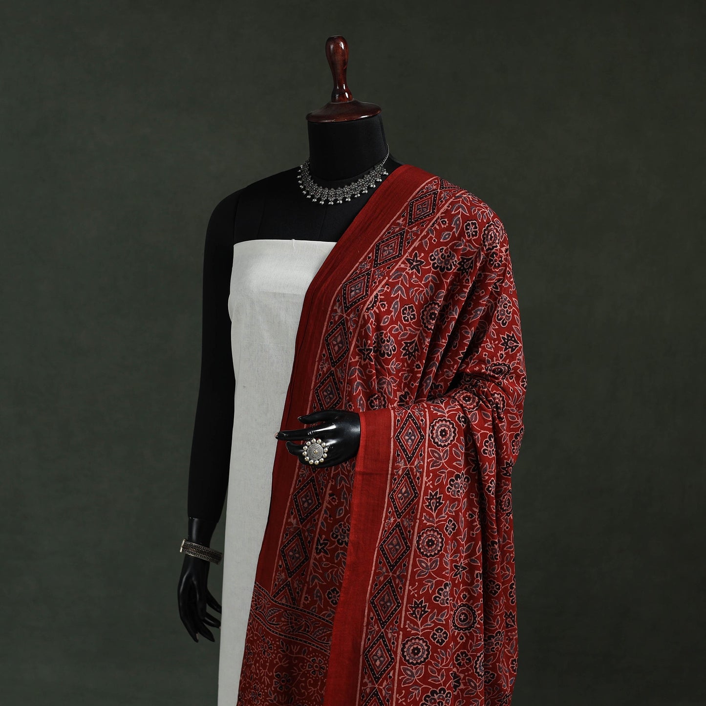 Pure mul cotton kutch hand block print natural dyed ajrakh
