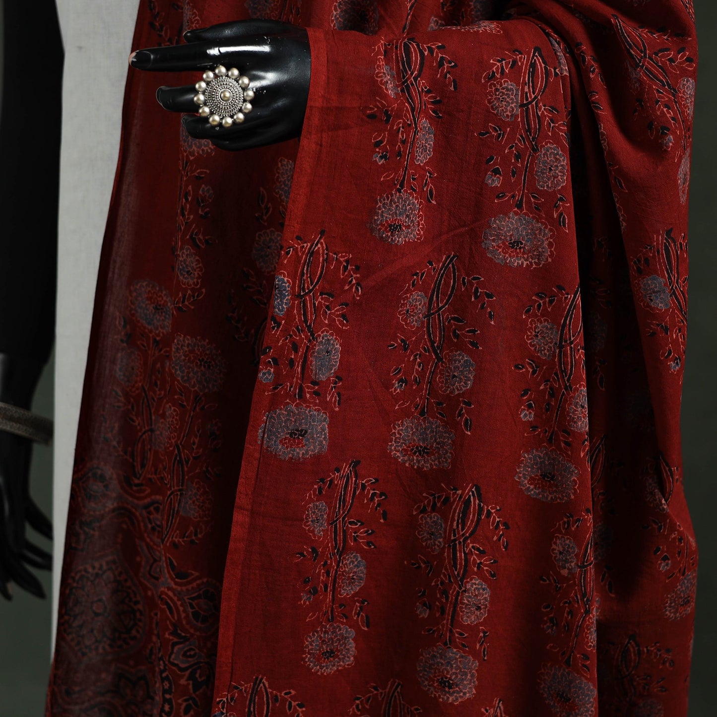 Red - pure mul cotton kutch hand block print natural dyed
