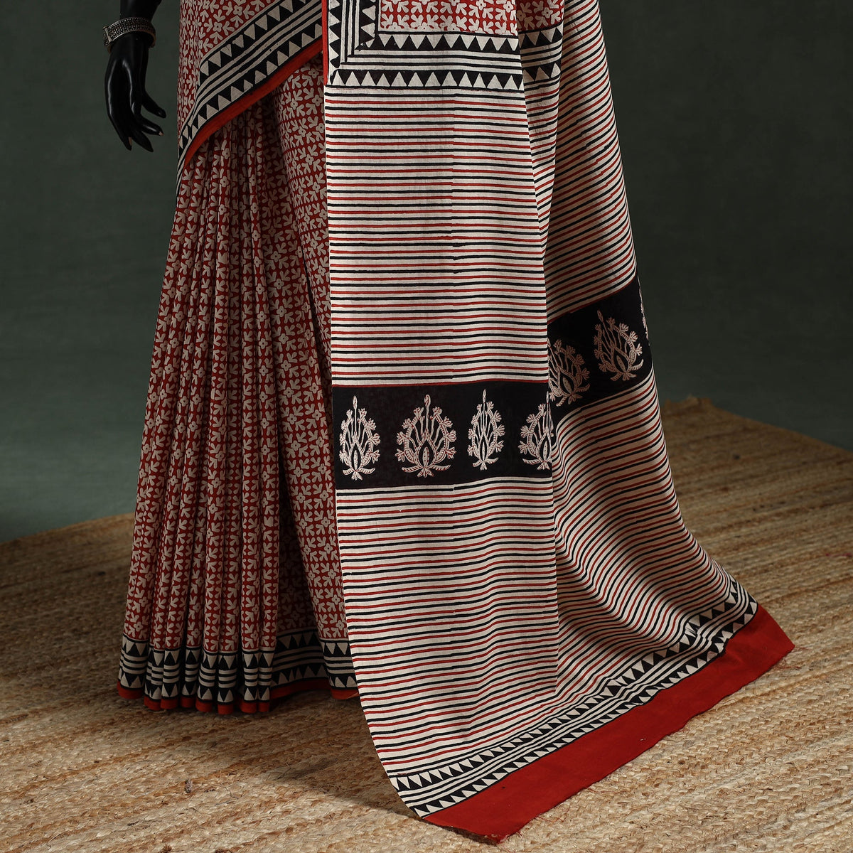 Pure mul cotton natural dyed hand block dabu bagru print