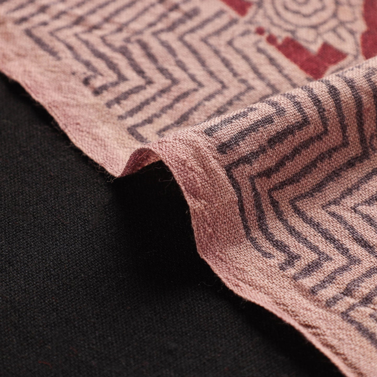 Red - pure wool handloom natural dyed bagh fabric 03