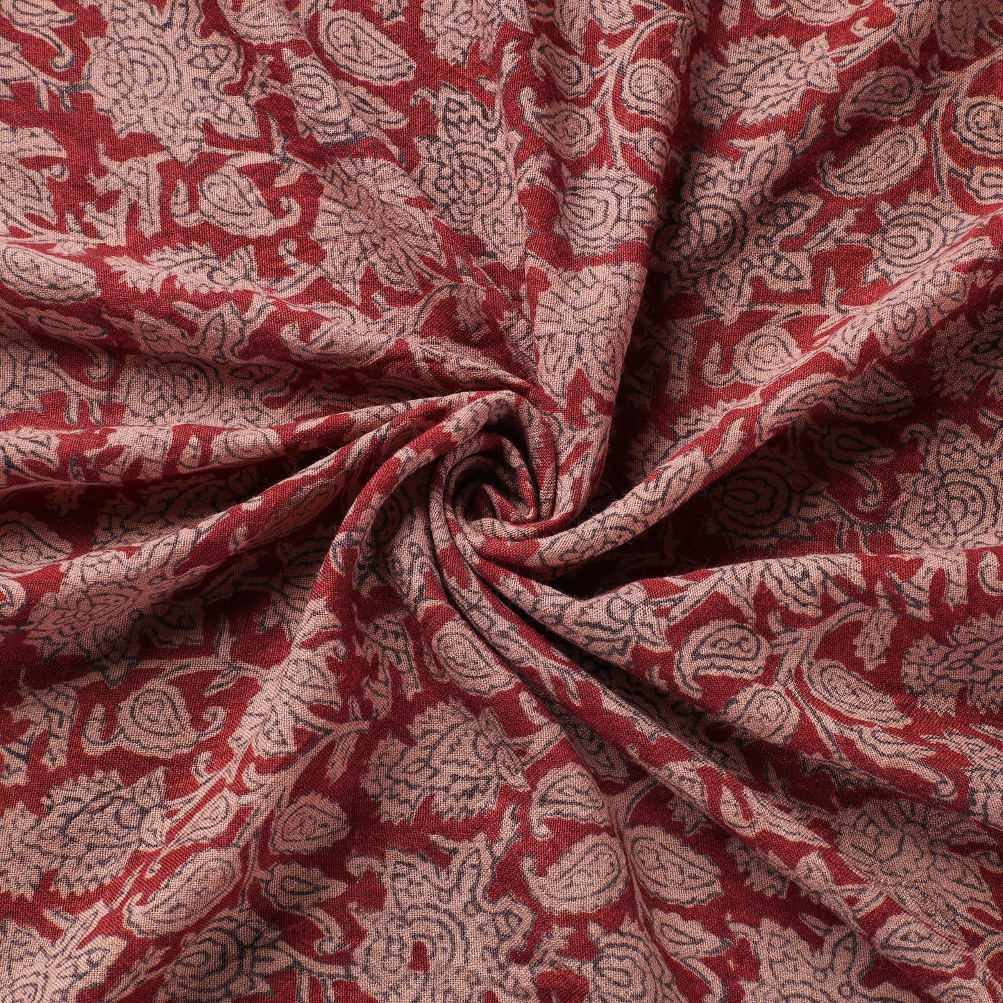 Red - pure wool handloom natural dyed bagh fabric 03