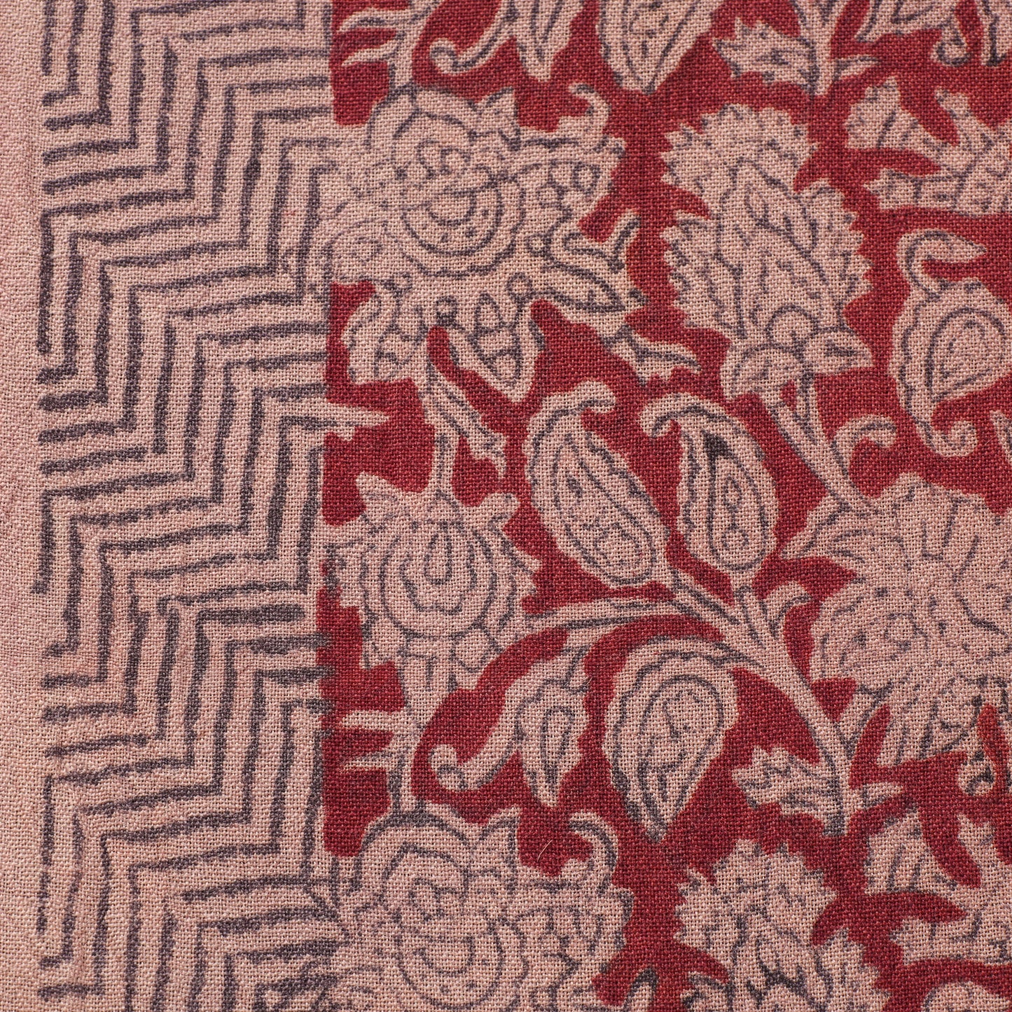 Red - pure wool handloom natural dyed bagh fabric 03