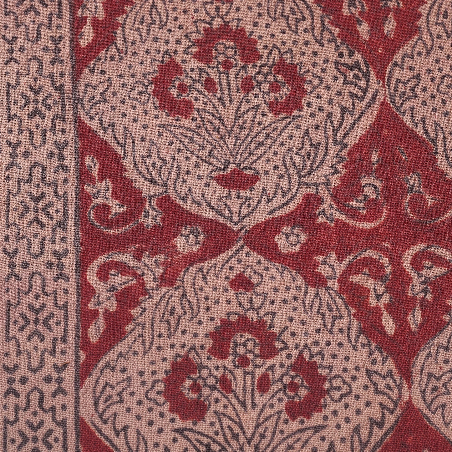 Red - pure wool handloom natural dyed bagh fabric 06