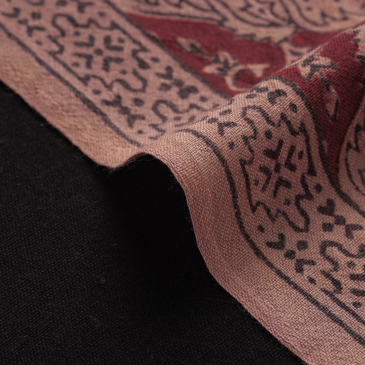 Red - pure wool handloom natural dyed bagh fabric 06