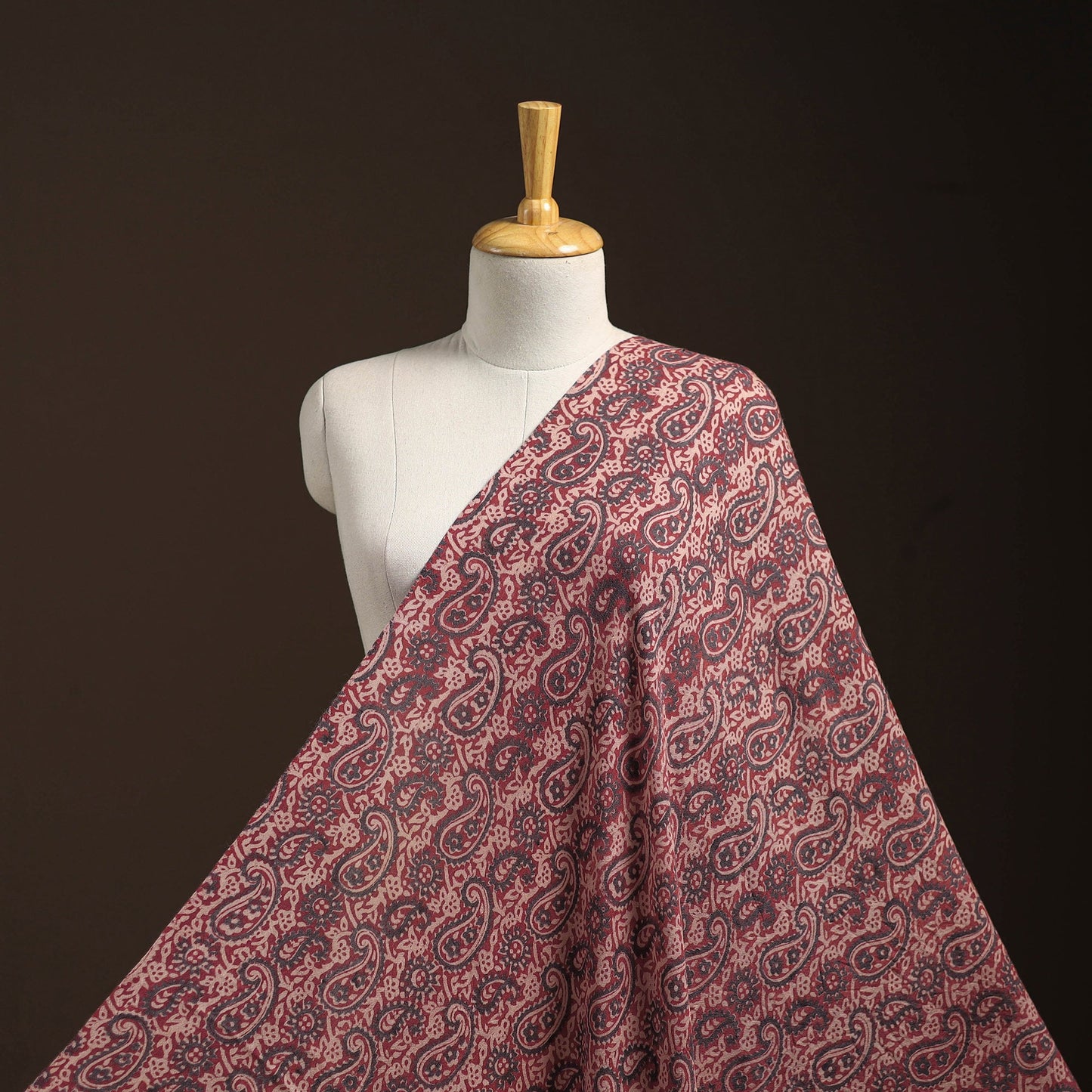 Red - pure wool handloom natural dyed bagh fabric 07