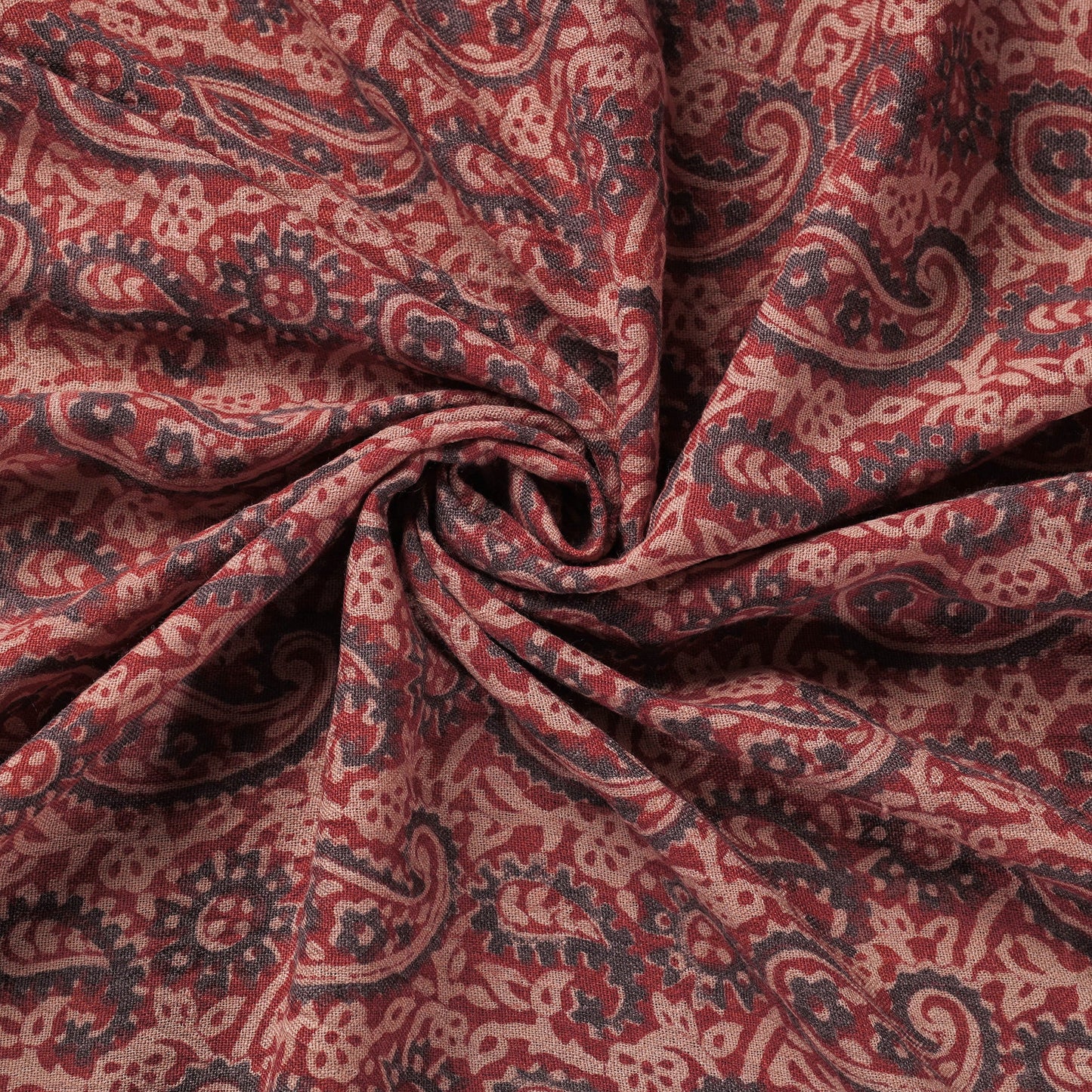 Red - pure wool handloom natural dyed bagh fabric 07