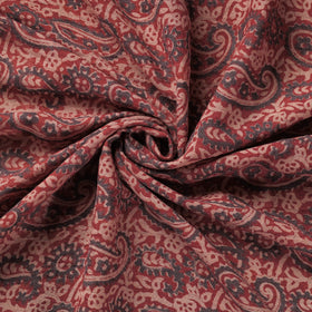 Red - pure wool handloom natural dyed bagh fabric 07