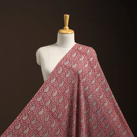 Red - pure wool handloom natural dyed bagh fabric 08