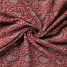 Red - pure wool handloom natural dyed bagh fabric 08