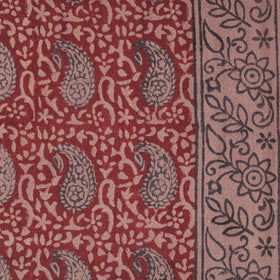 Red - pure wool handloom natural dyed bagh fabric 08