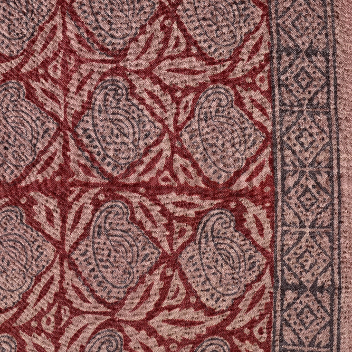 Red - pure wool handloom natural dyed bagh fabric 10