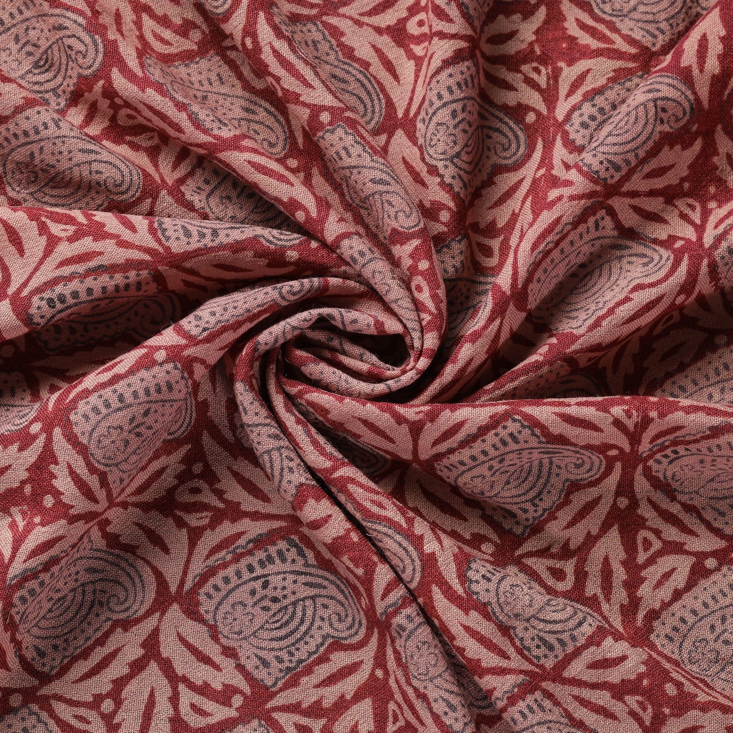 Red - pure wool handloom natural dyed bagh fabric 10