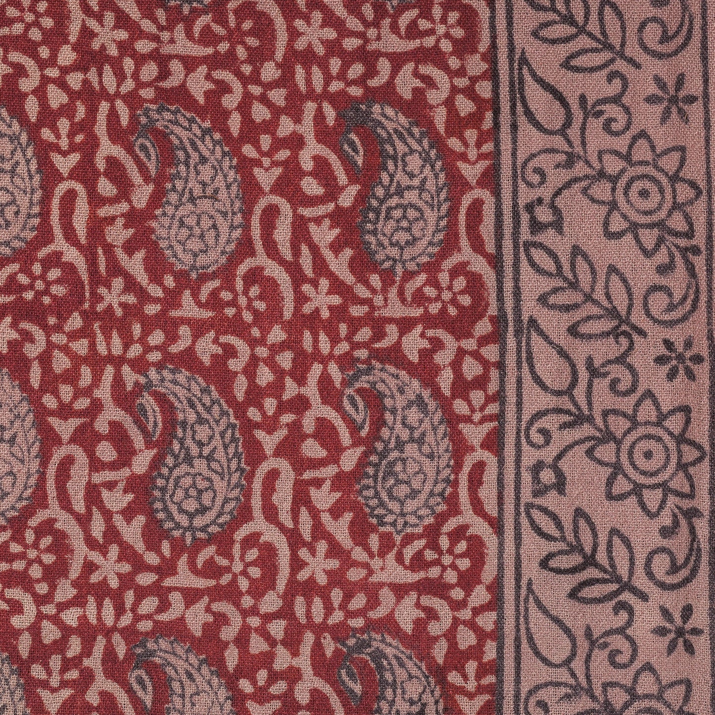 Red - pure wool handloom natural dyed bagh fabric 08