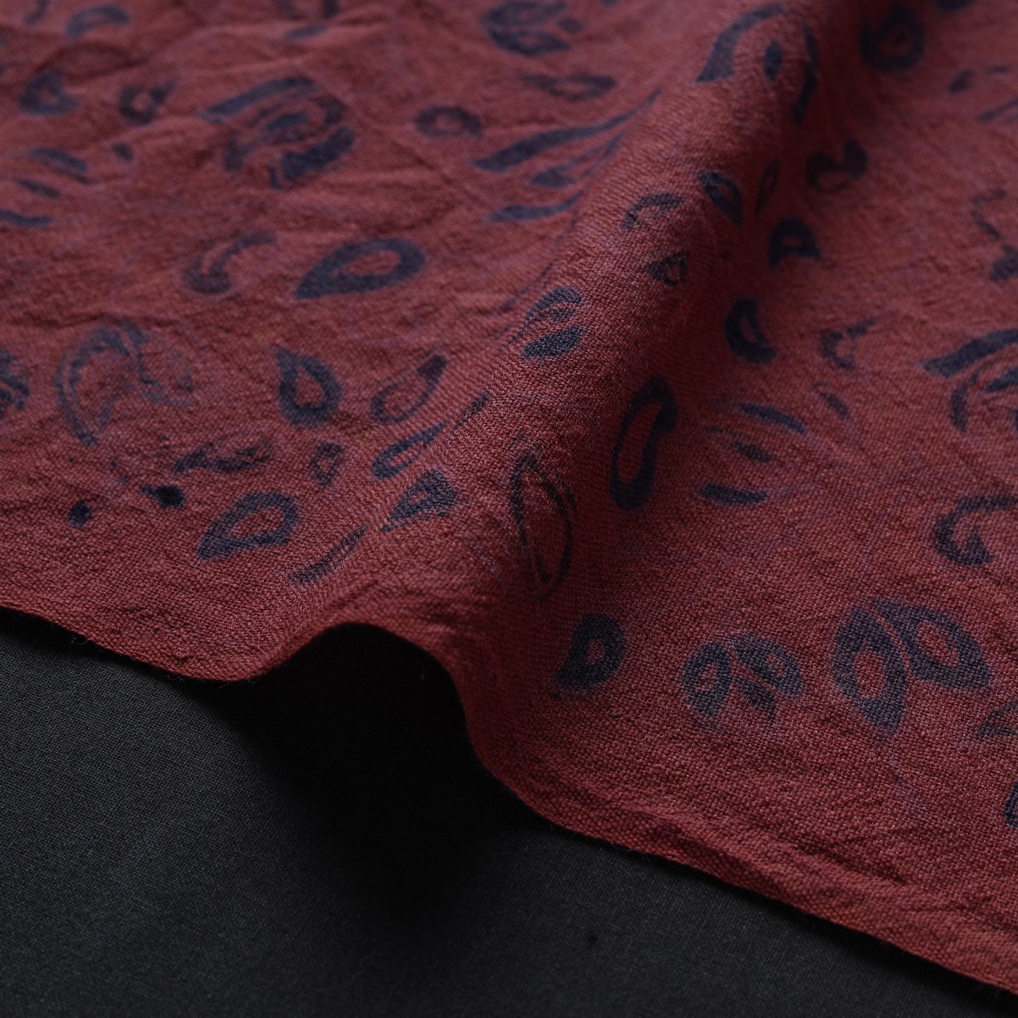 Red - pure wool handloom natural dyed fabric 16