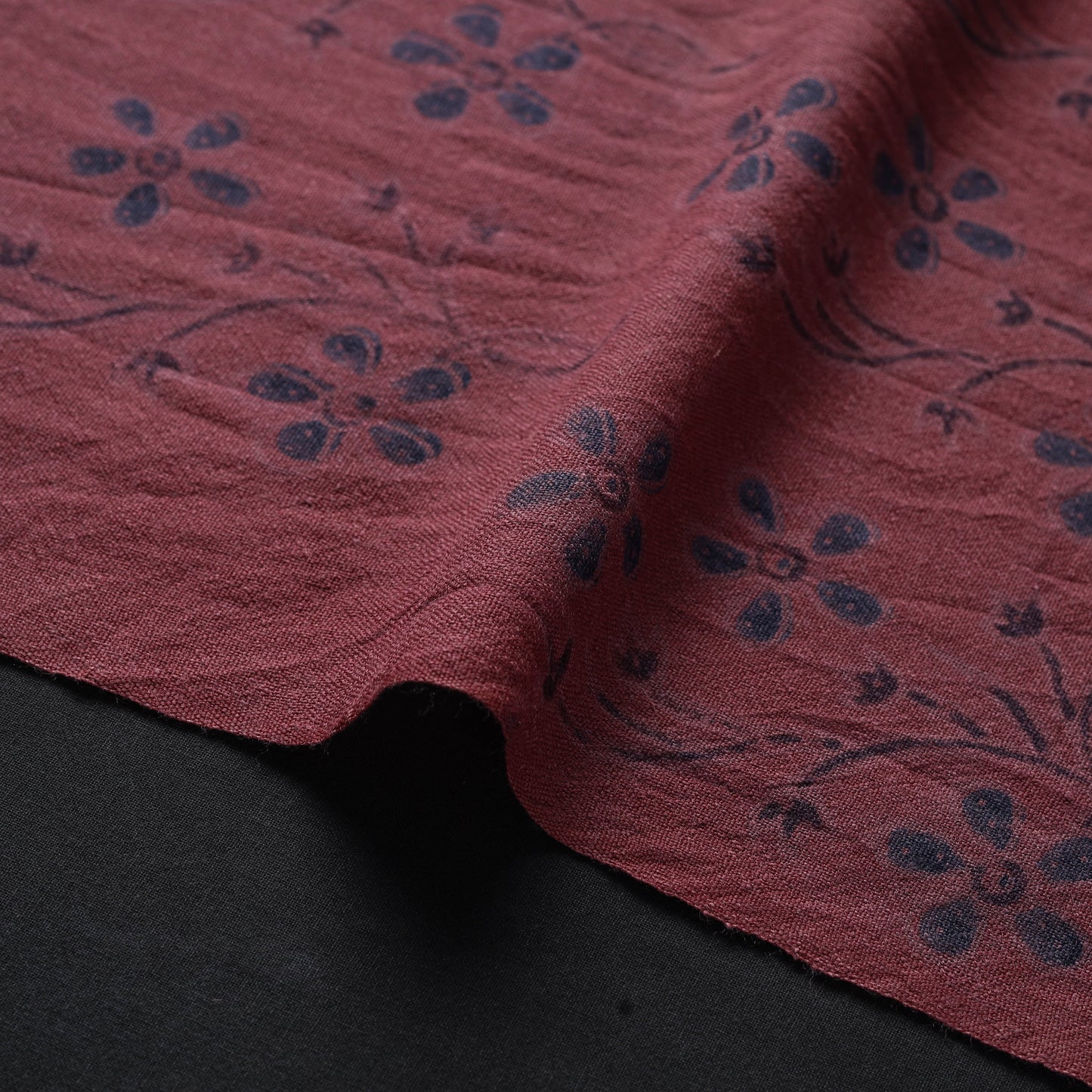 Red - pure wool handloom natural dyed fabric 27