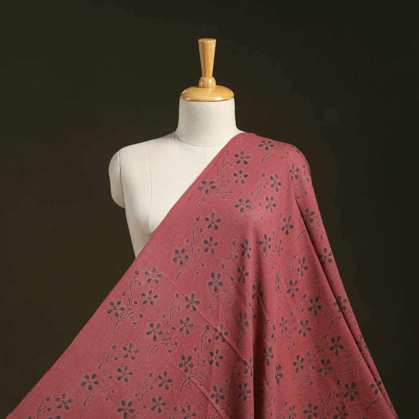 Red - pure wool handloom natural dyed fabric 27