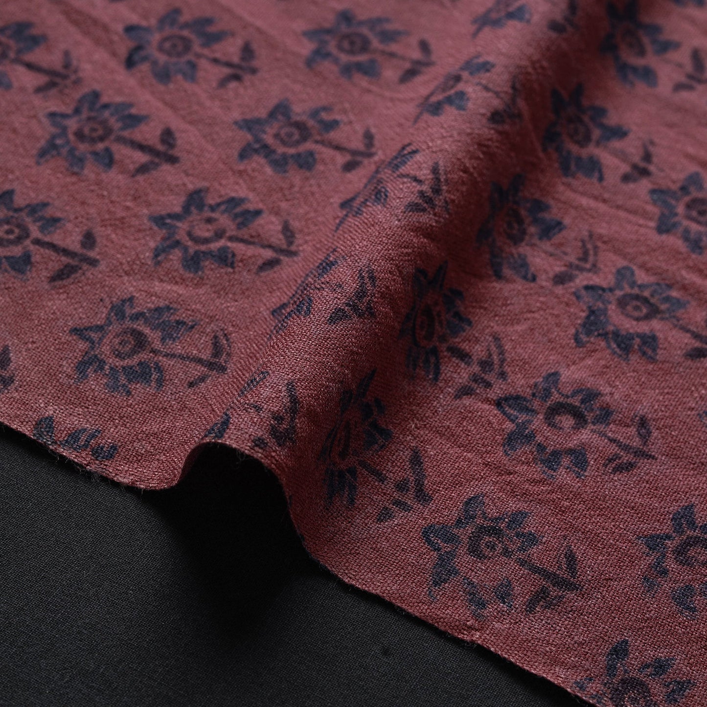 Red - pure wool handloom natural dyed fabric 28