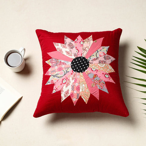 Red - quilted applique cushion cover (16 x 16 in) 11