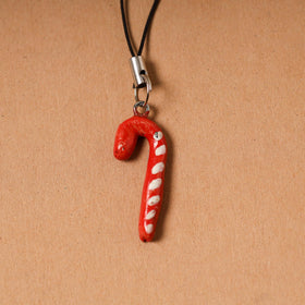 Red - quirklets handpainted clay candy cane bag charm