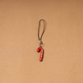 Red - quirklets handpainted clay candy cane bag charm