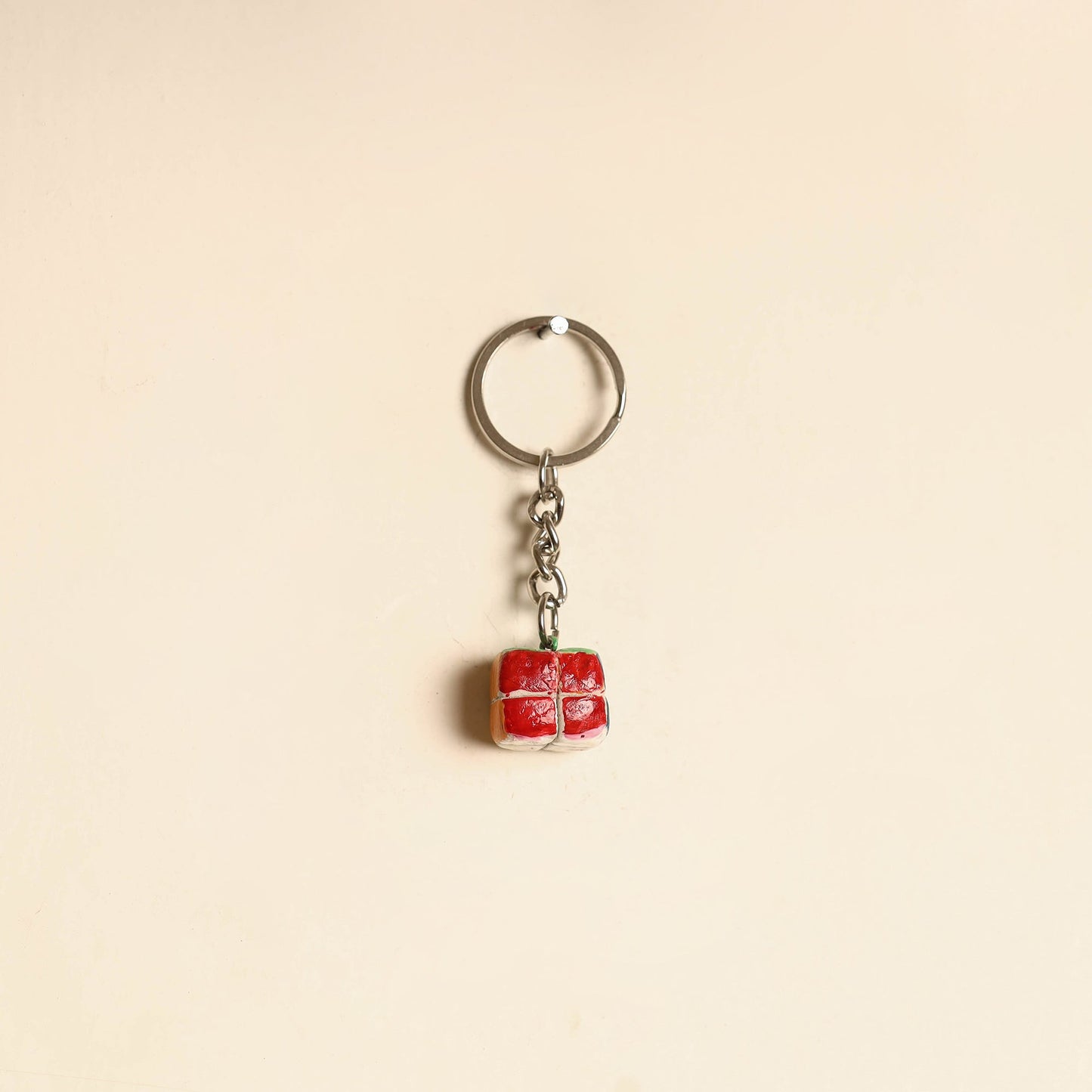 Red - quirklets handpainted clay rubik’s cube keychain 07