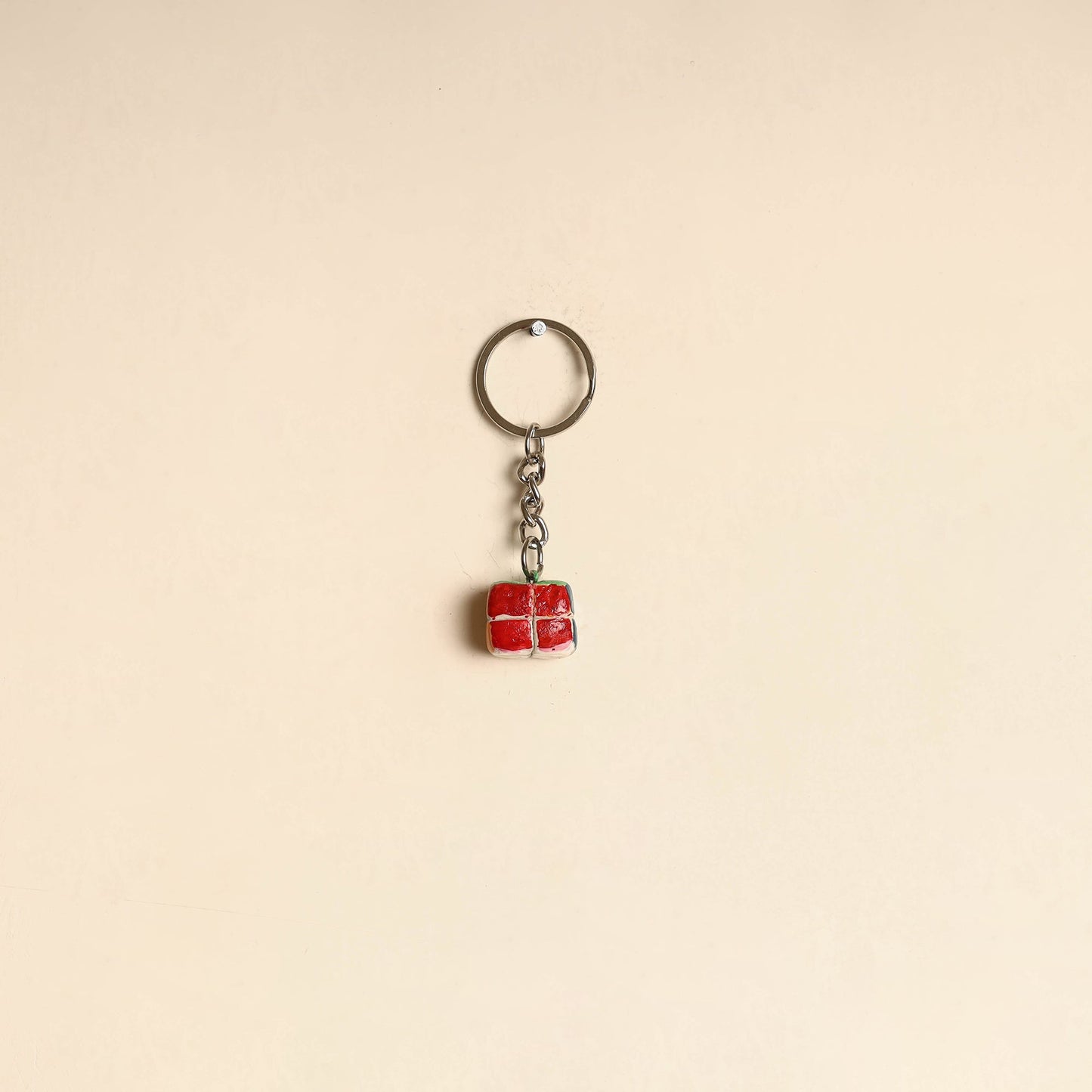 Red - quirklets handpainted clay rubik’s cube keychain 07
