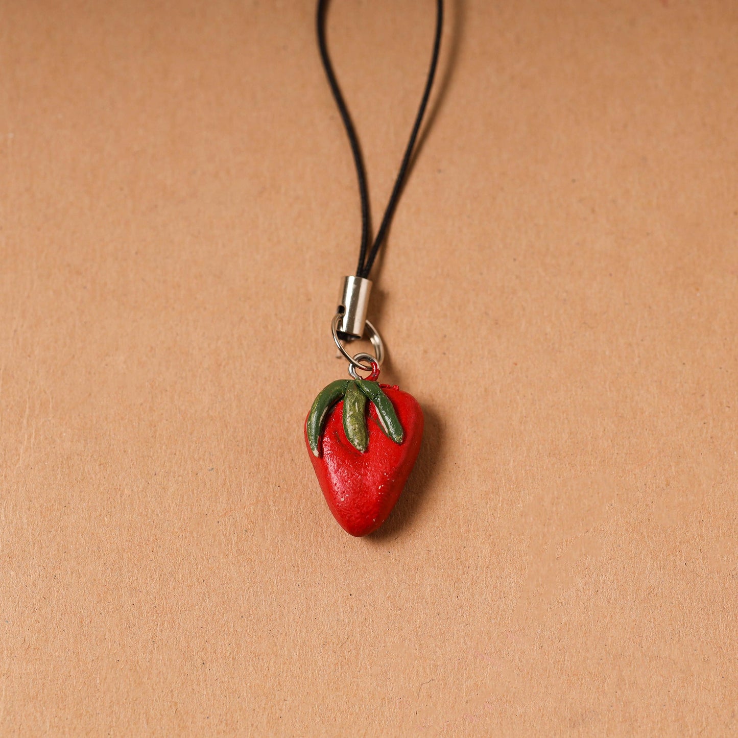 Red - quirklets handpainted clay strawberry bag charm