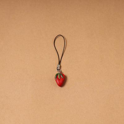 Red - quirklets handpainted clay strawberry bag charm