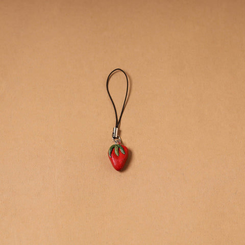 Red - quirklets handpainted clay strawberry bag charm