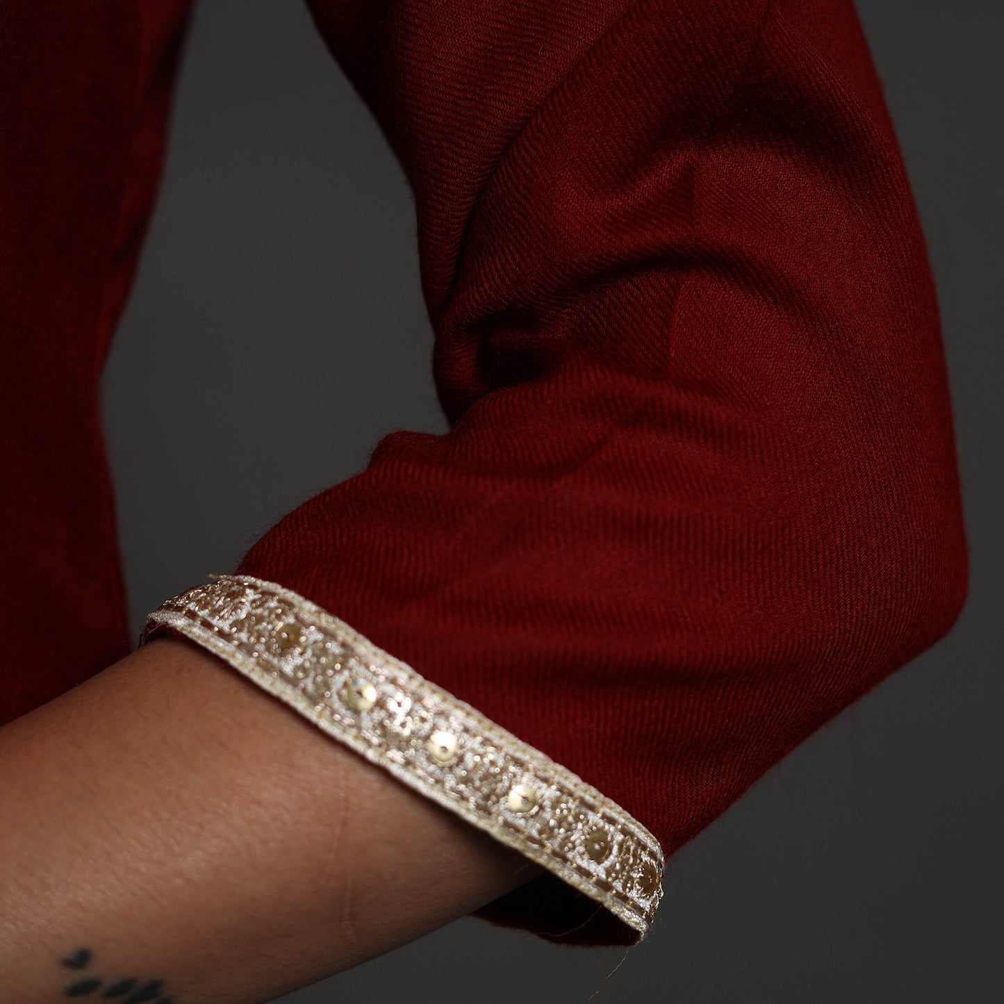 Red - Raahi Plain Merino Woolen Kurta