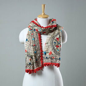 Red Ranihati Chanderi Silk Embroidered Stole