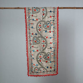 Red Ranihati Chanderi Silk Embroidered Stole