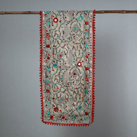 Red Ranihati Chanderi Silk Embroidered Stole